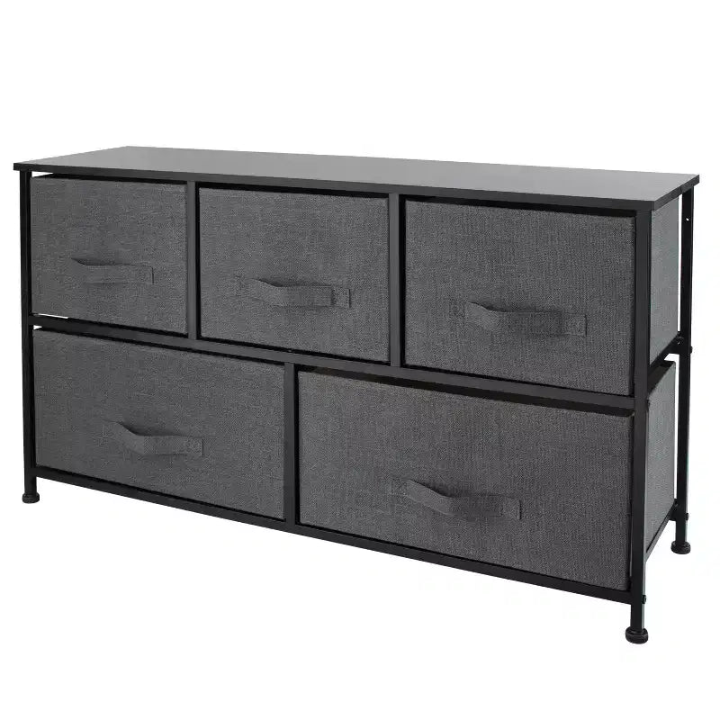 Simplify 5 Drawer Storage Chest Gray: Plastic Dresser Storage, Utility Cabinet, Universal Storage, 40 lb Capacity