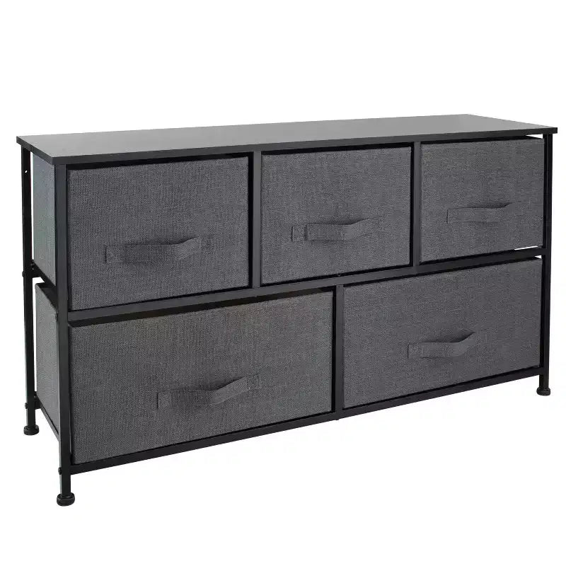 Simplify 5 Drawer Storage Chest Gray: Plastic Dresser Storage, Utility Cabinet, Universal Storage, 40 lb Capacity