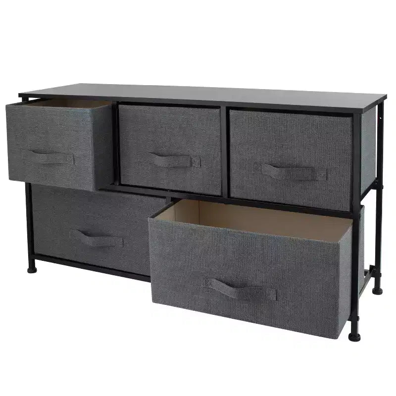 Simplify 5 Drawer Storage Chest Gray: Plastic Dresser Storage, Utility Cabinet, Universal Storage, 40 lb Capacity