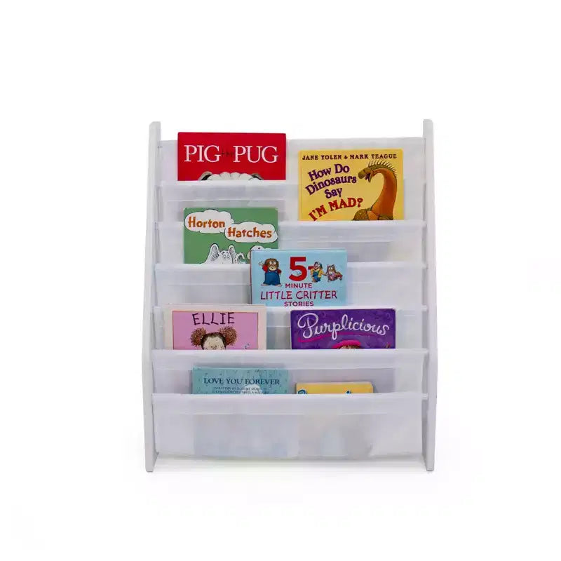 Kids' Cambridge Supersized Bookshelf 6 Tier Book Rack Organizer White - Humble Crew: Toddler Book Storage, MDF Frame