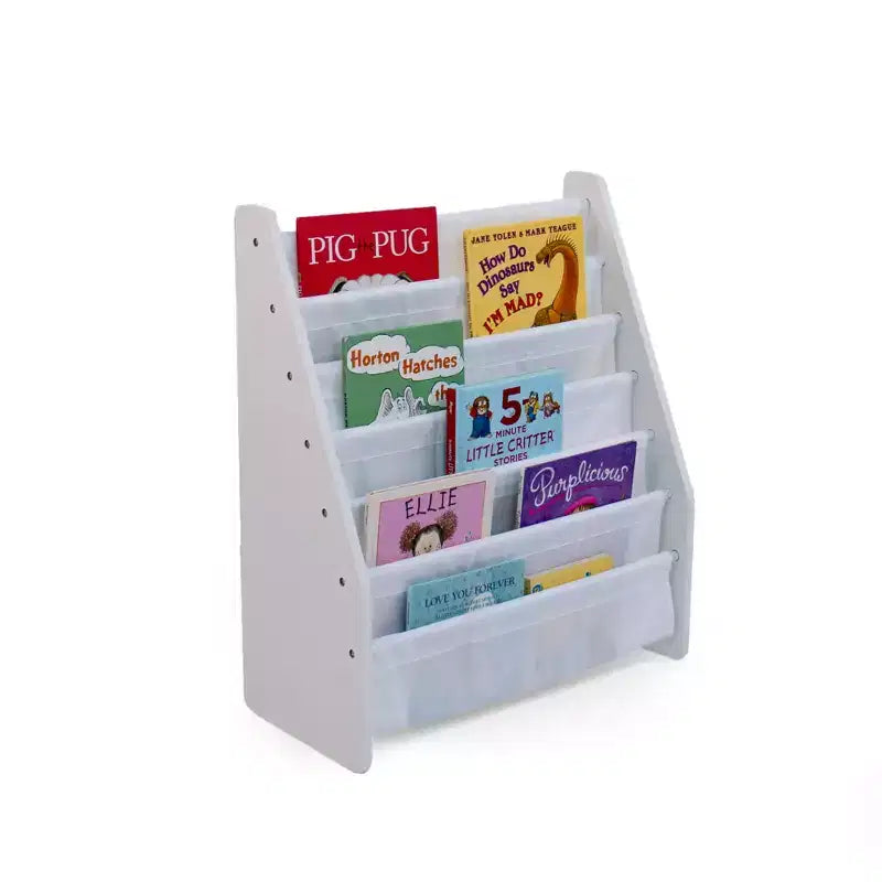 Kids' Cambridge Supersized Bookshelf 6 Tier Book Rack Organizer White - Humble Crew: Toddler Book Storage, MDF Frame