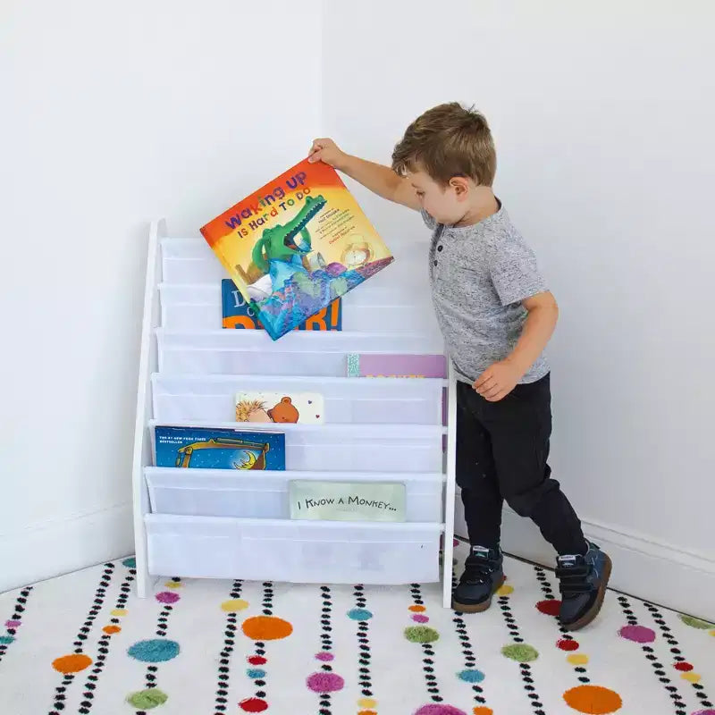 Kids' Cambridge Supersized Bookshelf 6 Tier Book Rack Organizer White - Humble Crew: Toddler Book Storage, MDF Frame