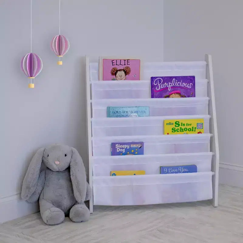 Kids' Cambridge Supersized Bookshelf 6 Tier Book Rack Organizer White - Humble Crew: Toddler Book Storage, MDF Frame
