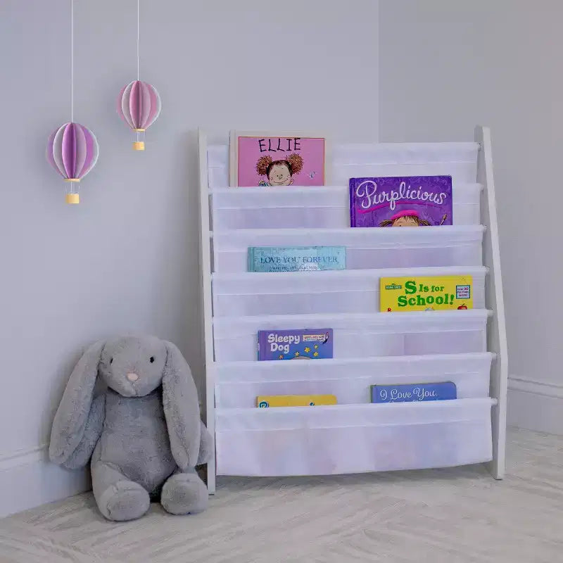 Kids' Cambridge Supersized Bookshelf 6 Tier Book Rack Organizer White - Humble Crew: Toddler Book Storage, MDF Frame