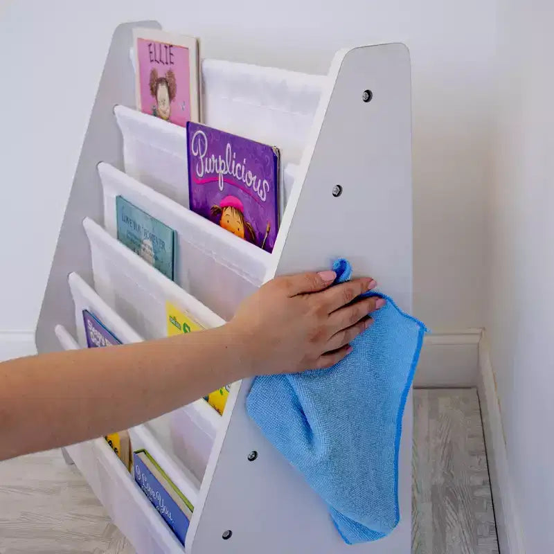 Kids' Cambridge Supersized Bookshelf 6 Tier Book Rack Organizer White - Humble Crew: Toddler Book Storage, MDF Frame