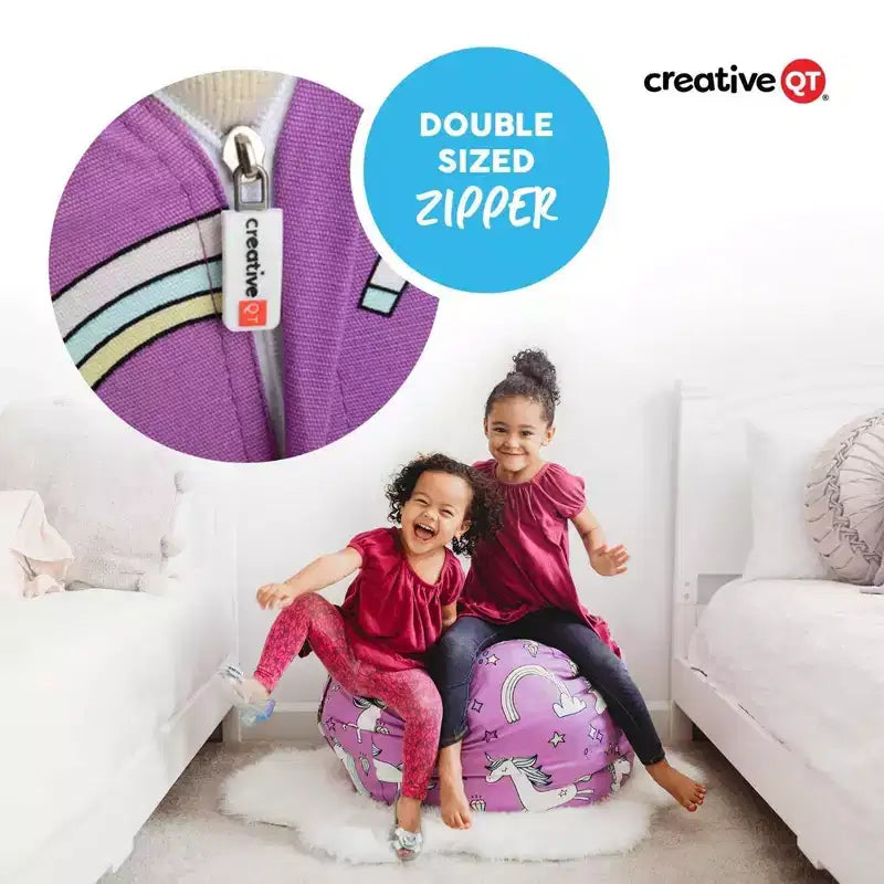 Creative QT Stuff n Sit Large 33 Bean Bag Storage Cover for Stuffed Animals & Toy, Giant Beanbag Chair for Plush