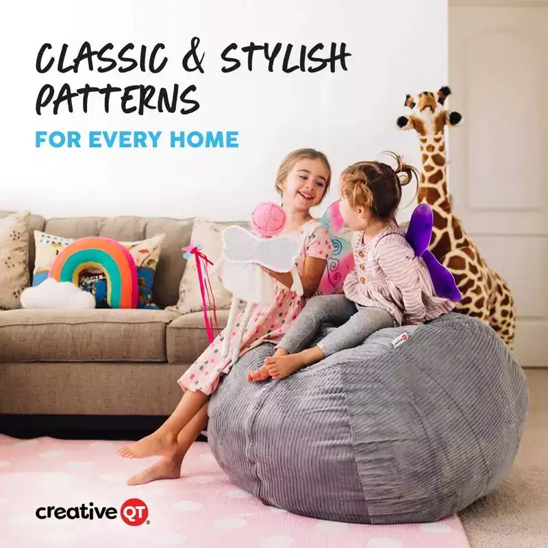 Creative QT Stuff n Sit Large 33 Bean Bag Storage Cover for Stuffed Animals & Toy, Giant Beanbag Chair for Plush