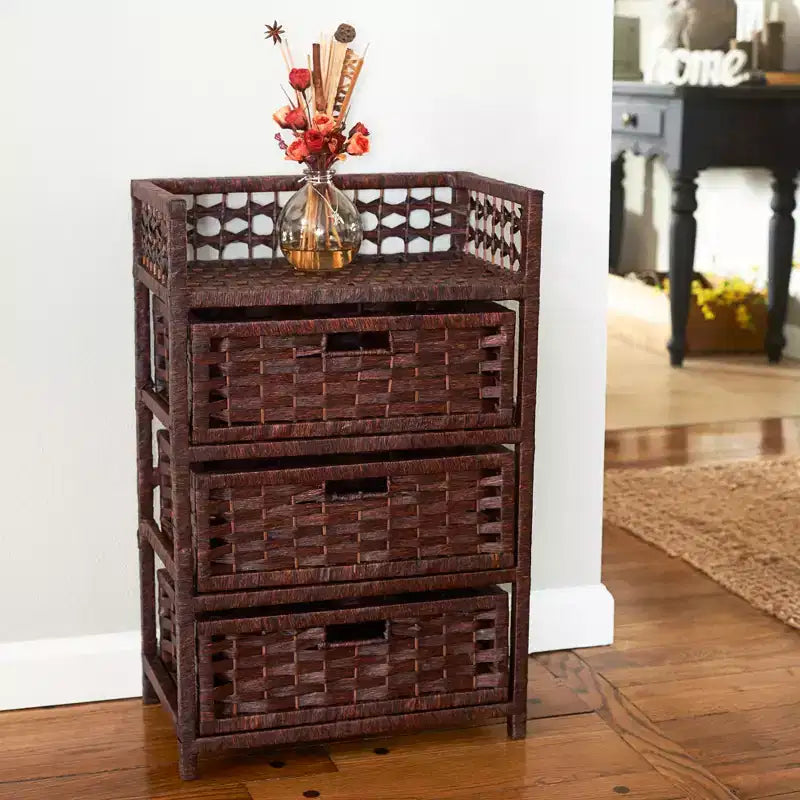 3-Drawer Storage Organizer Unit with Top Shelf and Cutout Handles