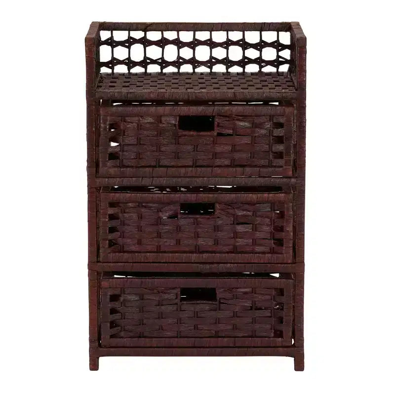 3-Drawer Storage Organizer Unit with Top Shelf and Cutout Handles