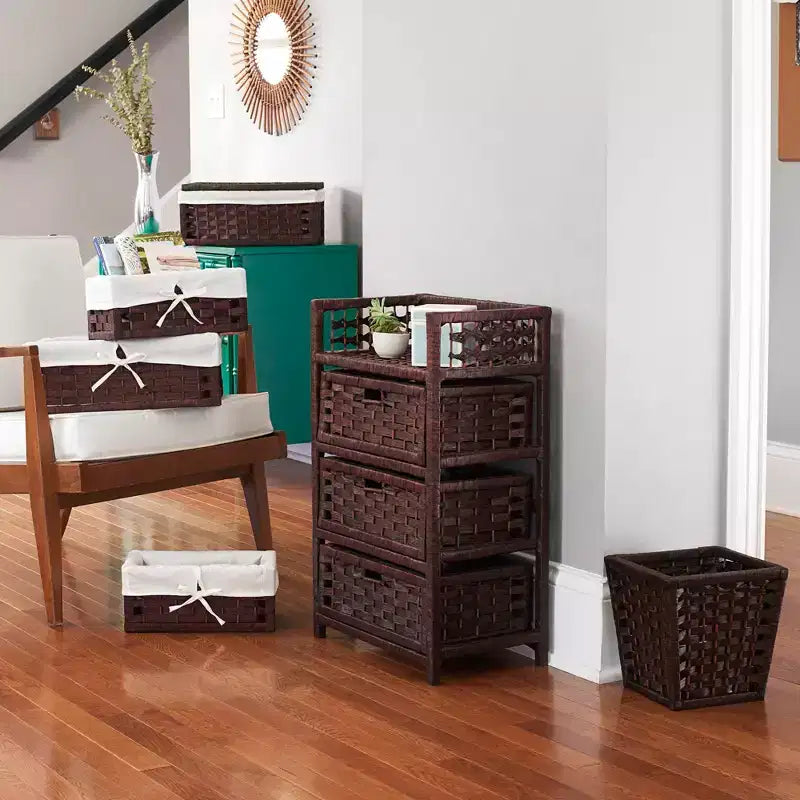 3-Drawer Storage Organizer Unit with Top Shelf and Cutout Handles