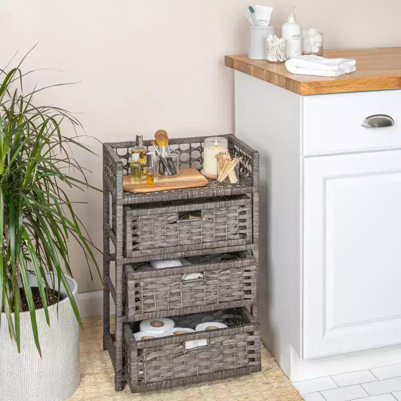 3-Drawer Storage Organizer Unit with Top Shelf and Cutout Handles