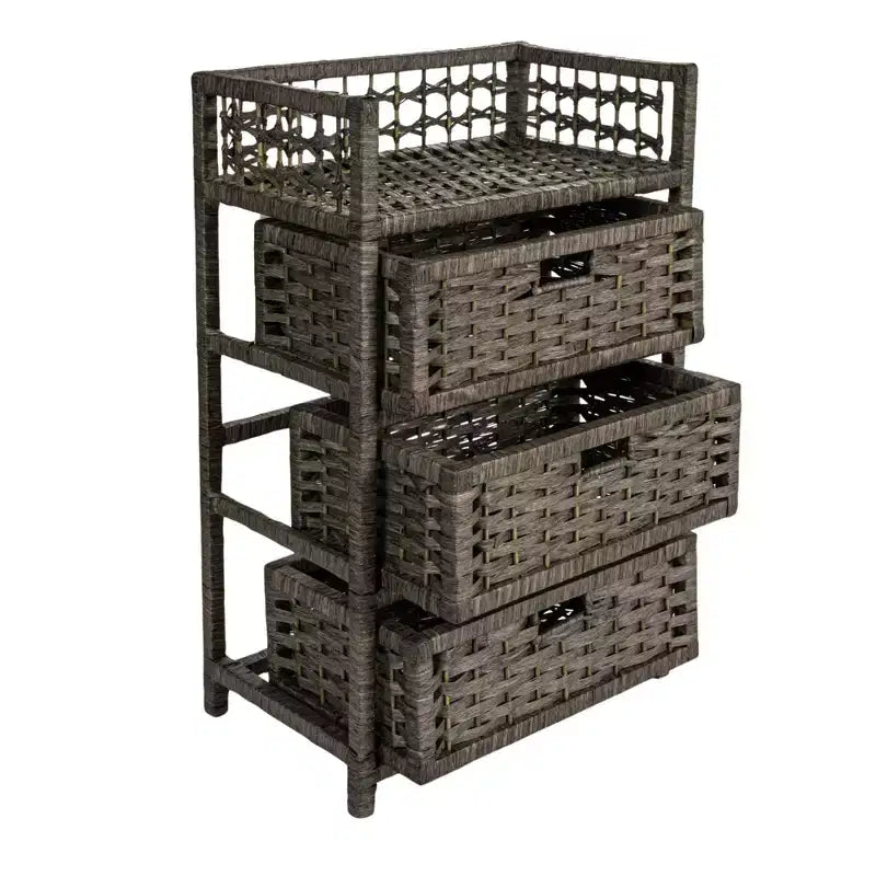3-Drawer Storage Organizer Unit with Top Shelf and Cutout Handles
