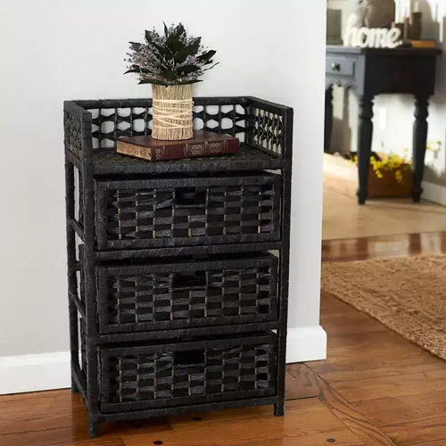 3-Drawer Storage Organizer Unit with Top Shelf and Cutout Handles