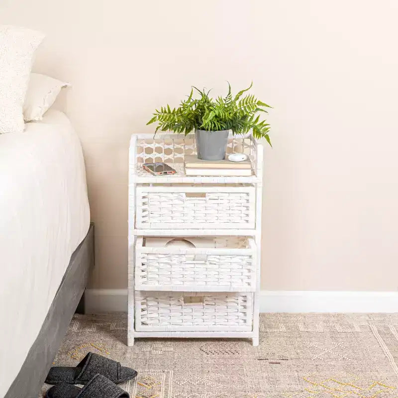 3-Drawer Storage Organizer Unit with Top Shelf and Cutout Handles
