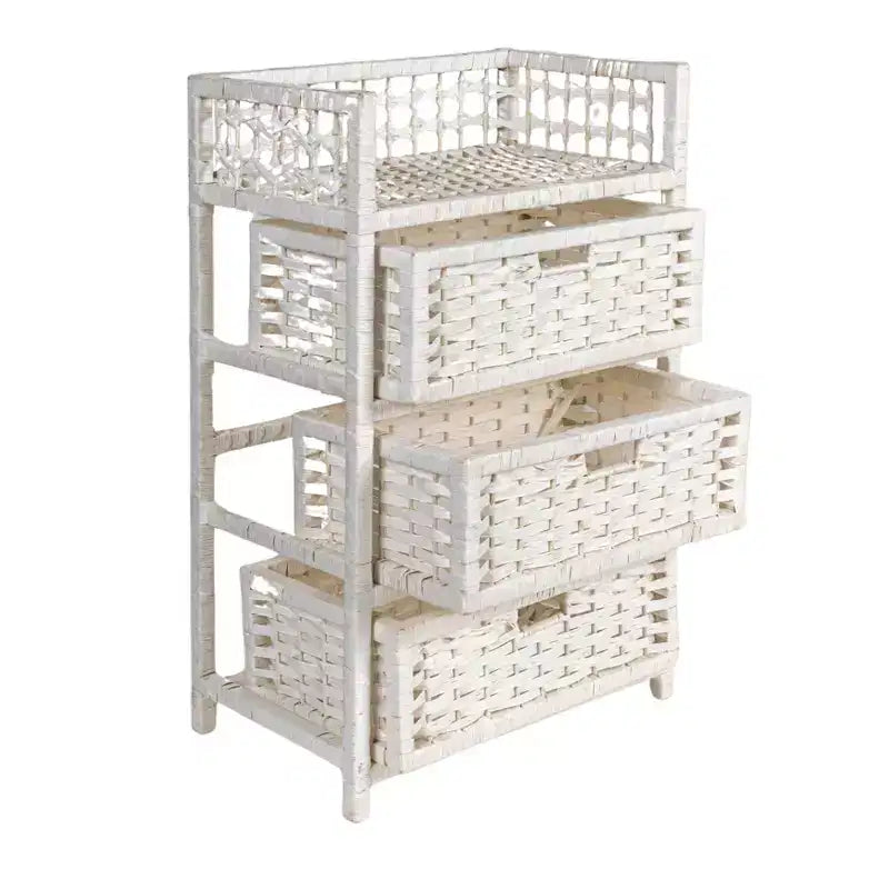 3-Drawer Storage Organizer Unit with Top Shelf and Cutout Handles