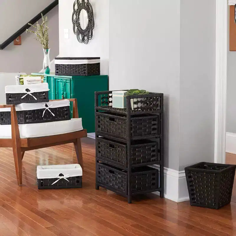 3-Drawer Storage Organizer Unit with Top Shelf and Cutout Handles