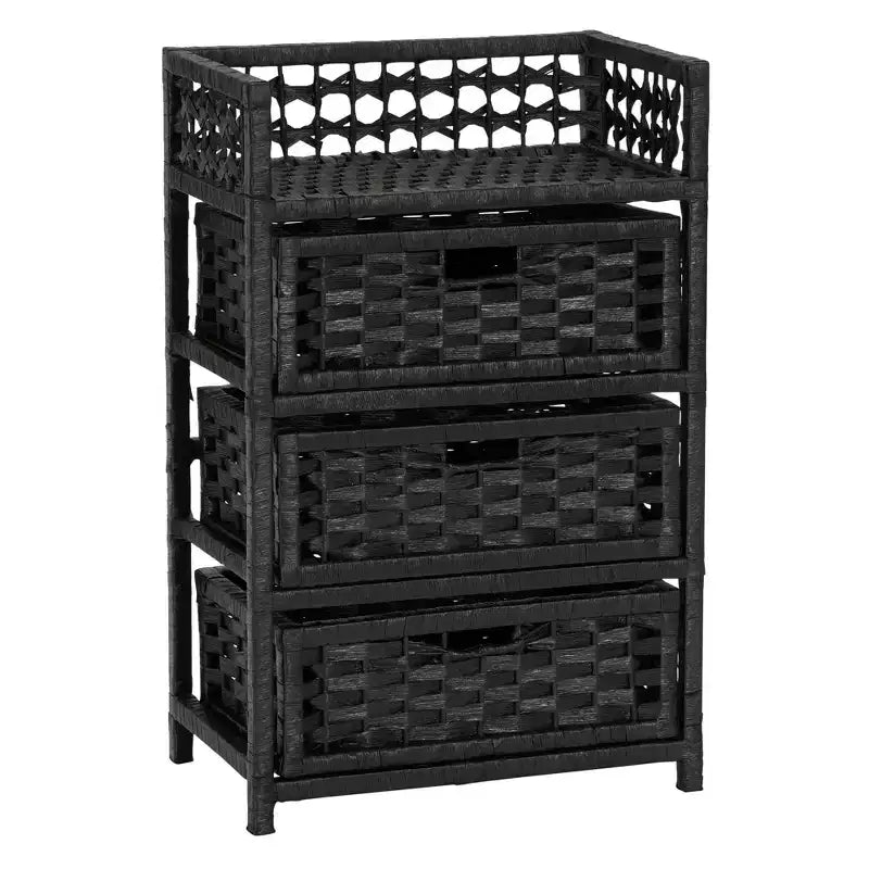 3-Drawer Storage Organizer Unit with Top Shelf and Cutout Handles