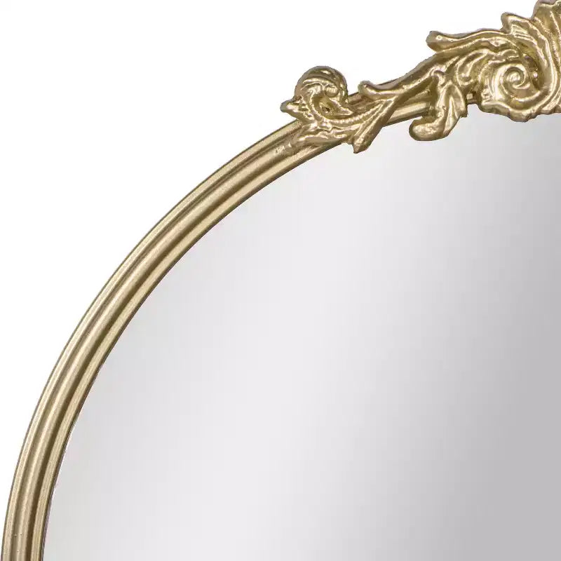 Emma and Oliver Arched Wall Mirror with Baroque Style Detail, and Aluminum Backed Glass for Clarity for Entryways, Bathrooms & More