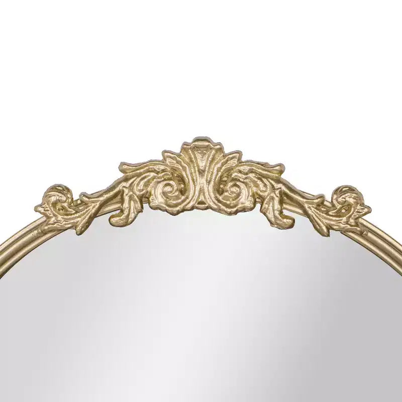 Emma and Oliver Arched Wall Mirror with Baroque Style Detail, and Aluminum Backed Glass for Clarity for Entryways, Bathrooms & More