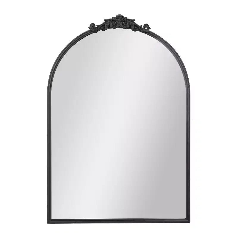 Emma and Oliver Arched Wall Mirror with Baroque Style Detail, and Aluminum Backed Glass for Clarity for Entryways, Bathrooms & More
