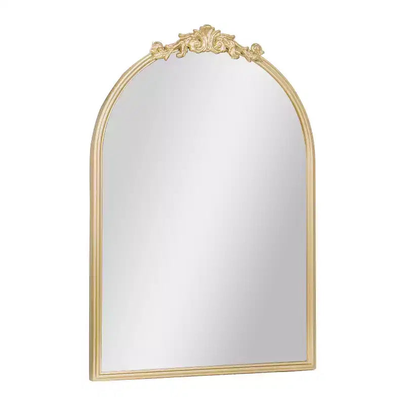 Emma and Oliver Arched Wall Mirror with Baroque Style Detail, and Aluminum Backed Glass for Clarity for Entryways, Bathrooms & More