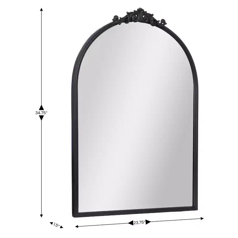 Emma and Oliver Arched Wall Mirror with Baroque Style Detail, and Aluminum Backed Glass for Clarity for Entryways, Bathrooms & More