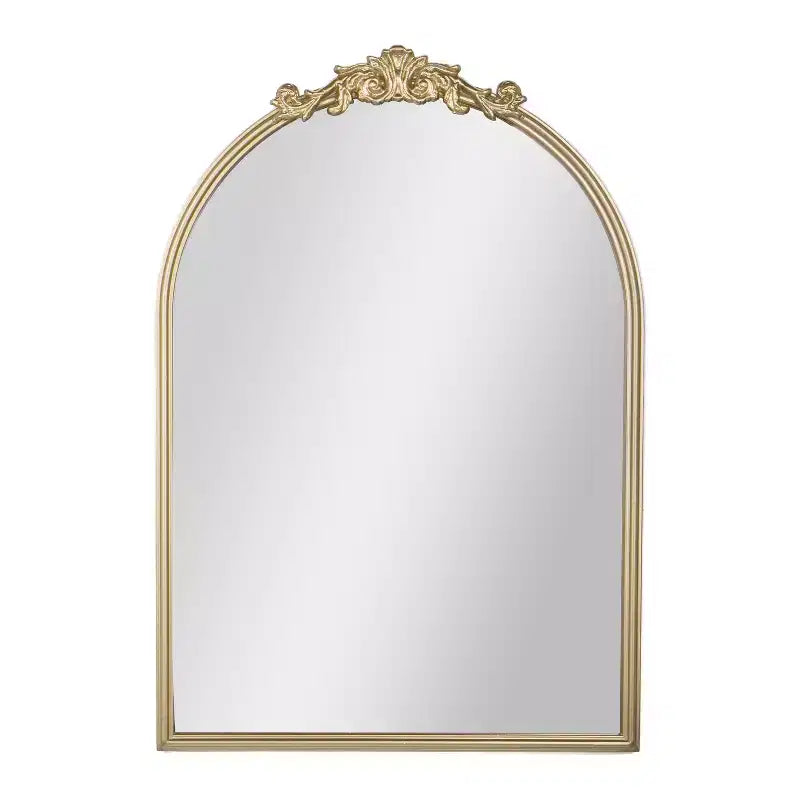 Emma and Oliver Arched Wall Mirror with Baroque Style Detail, and Aluminum Backed Glass for Clarity for Entryways, Bathrooms & More