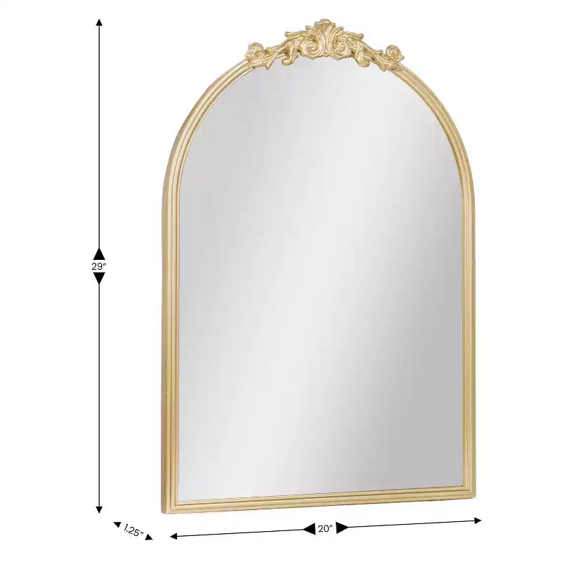 Emma and Oliver Arched Wall Mirror with Baroque Style Detail, and Aluminum Backed Glass for Clarity for Entryways, Bathrooms & More