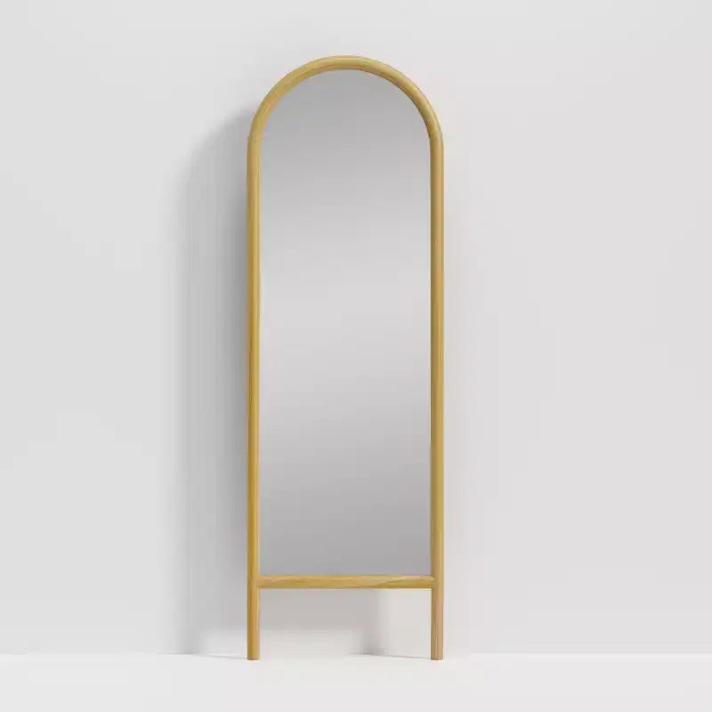 PexFix 21 in. W x 64 in. H Ladder-Style Arched Solid Wood Framed Mirror in Brown