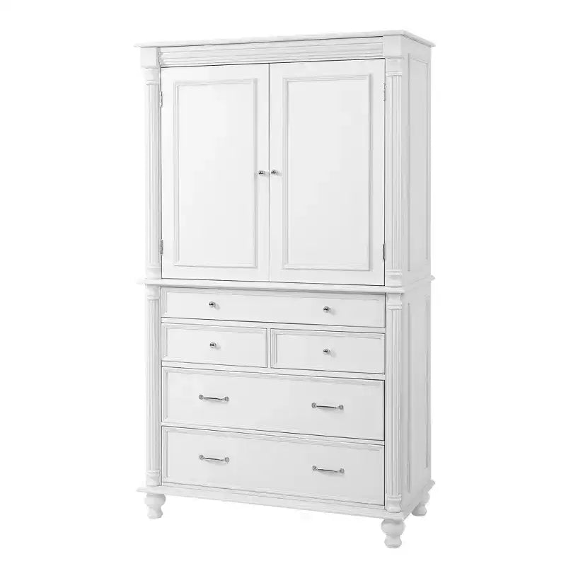 GDFStudio Elea Freestanding Tall Kitchen Pantry Cabinet with 5 Drawers, 6 Door Shelves and 2 Adjustable Shelves