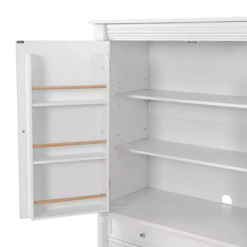 GDFStudio Elea Freestanding Tall Kitchen Pantry Cabinet with 5 Drawers, 6 Door Shelves and 2 Adjustable Shelves