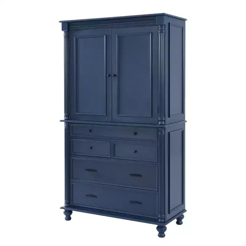 GDFStudio Elea Freestanding Tall Kitchen Pantry Cabinet with 5 Drawers, 6 Door Shelves and 2 Adjustable Shelves
