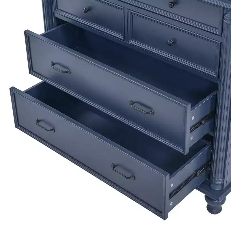 GDFStudio Elea Freestanding Tall Kitchen Pantry Cabinet with 5 Drawers, 6 Door Shelves and 2 Adjustable Shelves