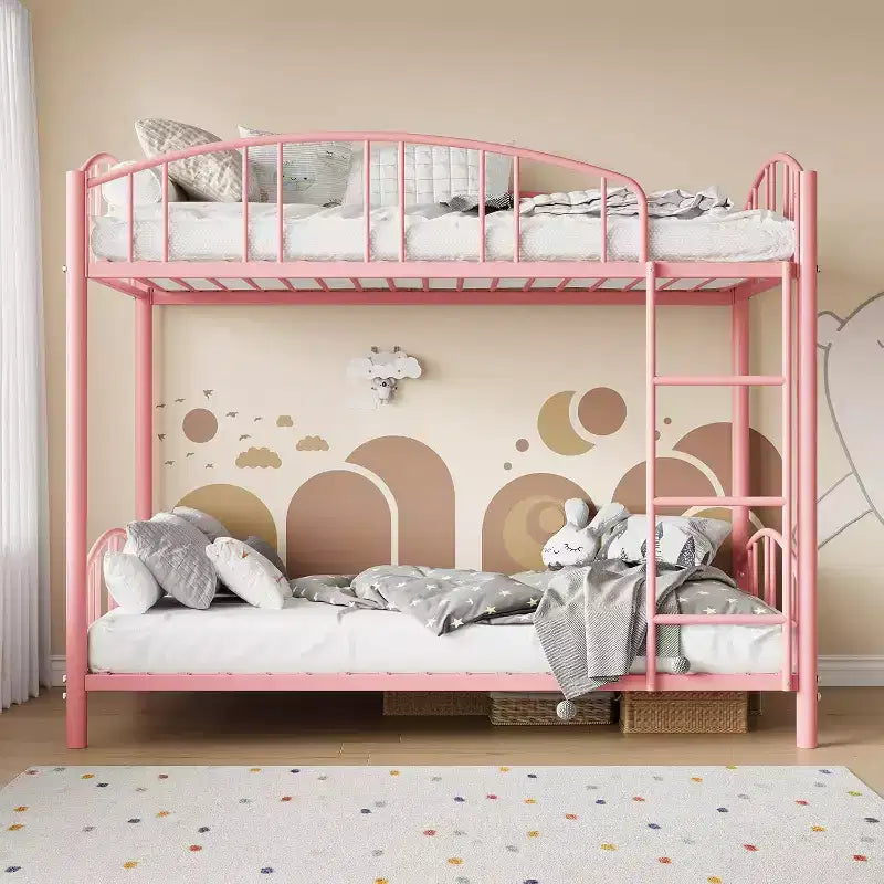 Twin Bunk Bed with Stairs, Metal Bunk Bed Frame with Guardrail for Kids and Teens, Space-Saving for Bedrooms and Dorms