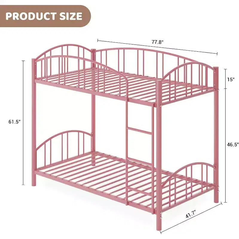 Twin Bunk Bed with Stairs, Metal Bunk Bed Frame with Guardrail for Kids and Teens, Space-Saving for Bedrooms and Dorms