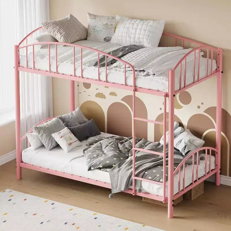 Twin Bunk Bed with Stairs, Metal Bunk Bed Frame with Guardrail for Kids and Teens, Space-Saving for Bedrooms and Dorms