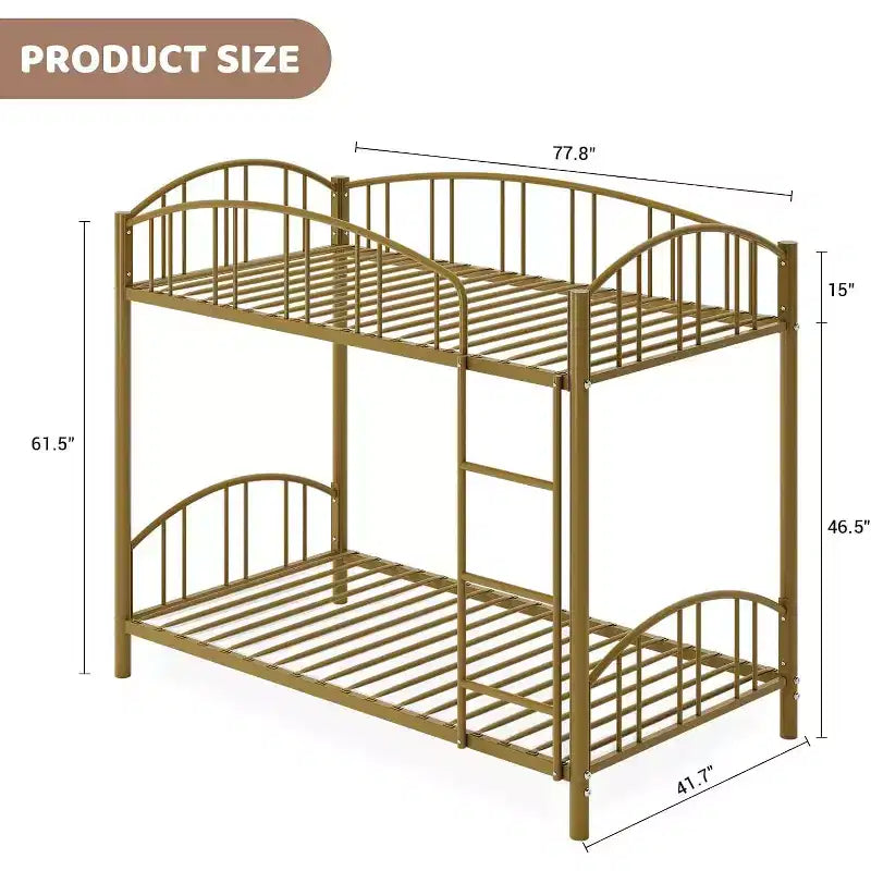 Twin Bunk Bed with Stairs, Metal Bunk Bed Frame with Guardrail for Kids and Teens, Space-Saving for Bedrooms and Dorms