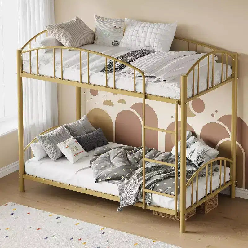 Twin Bunk Bed with Stairs, Metal Bunk Bed Frame with Guardrail for Kids and Teens, Space-Saving for Bedrooms and Dorms