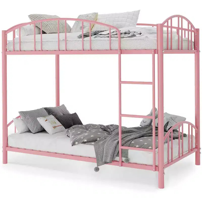 Twin Bunk Bed with Stairs, Metal Bunk Bed Frame with Guardrail for Kids and Teens, Space-Saving for Bedrooms and Dorms