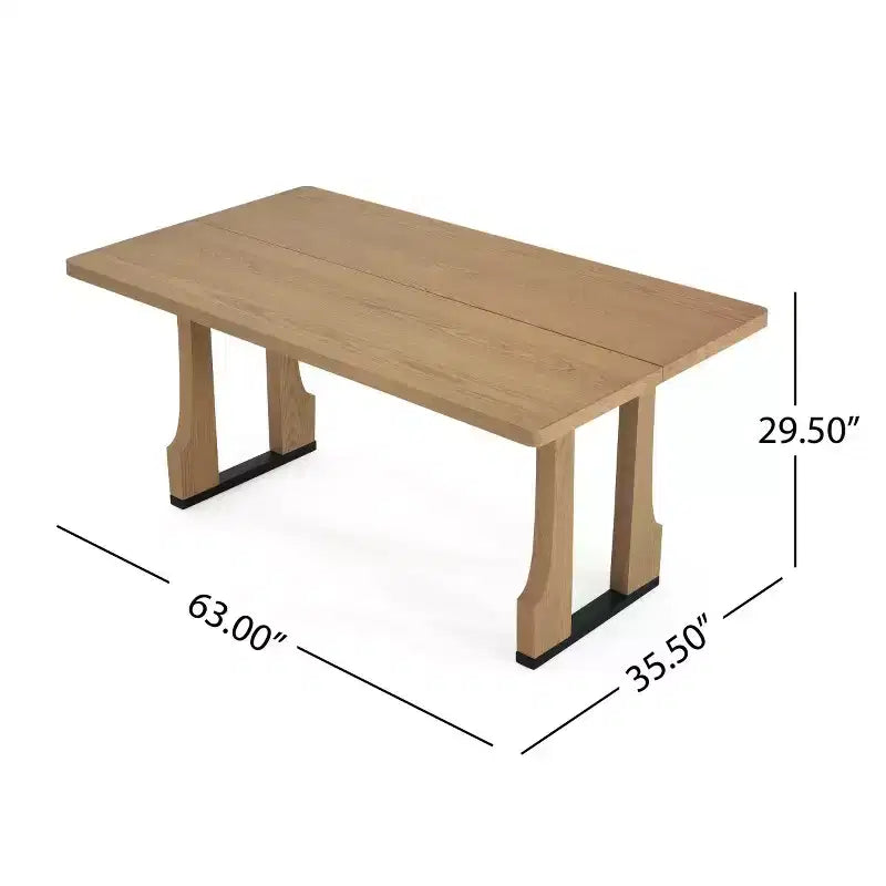 63 Mid-Century Modern Rectangular Dining Table, Farmhouse Kitchen Table for 6, Farmhouse Dining Room Table-Panipeachy