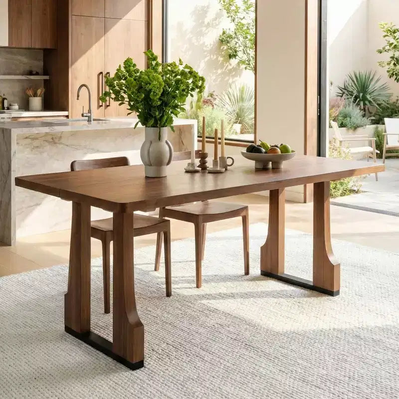 63 Mid-Century Modern Rectangular Dining Table, Farmhouse Kitchen Table for 6, Farmhouse Dining Room Table-Panipeachy