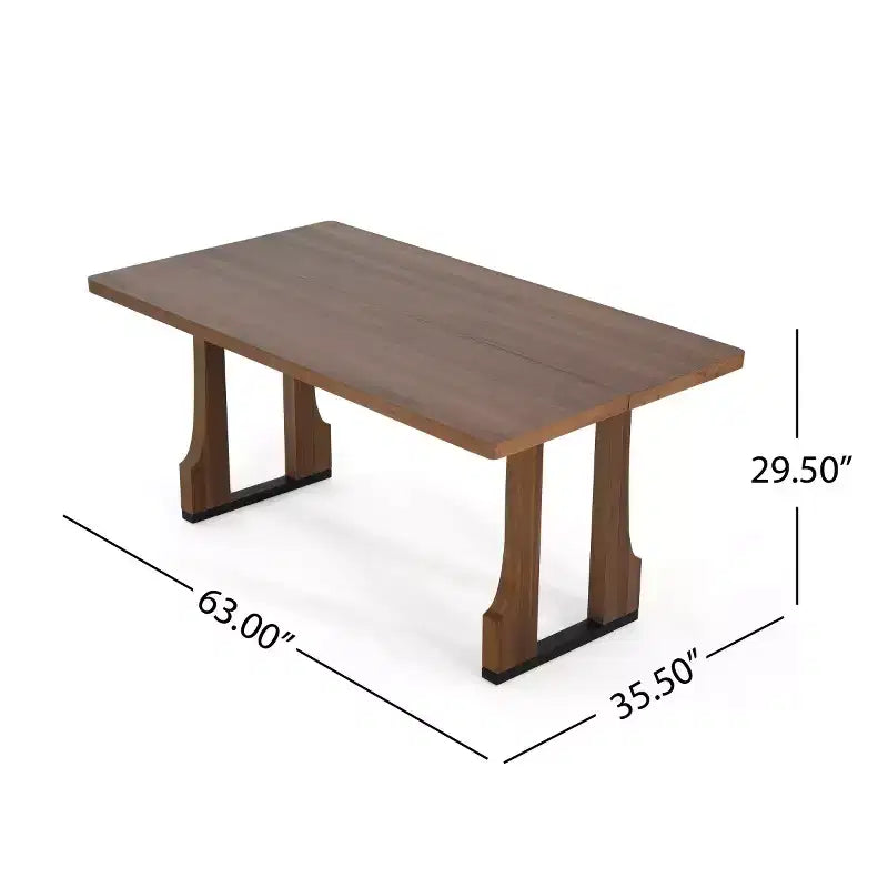 63 Mid-Century Modern Rectangular Dining Table, Farmhouse Kitchen Table for 6, Farmhouse Dining Room Table-Panipeachy