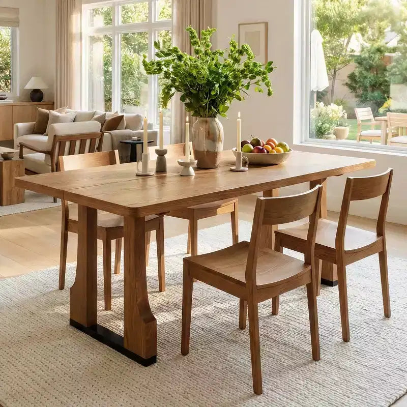 63 Mid-Century Modern Rectangular Dining Table, Farmhouse Kitchen Table for 6, Farmhouse Dining Room Table-Panipeachy