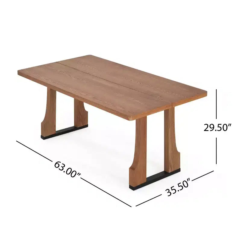 63 Mid-Century Modern Rectangular Dining Table, Farmhouse Kitchen Table for 6, Farmhouse Dining Room Table-Panipeachy