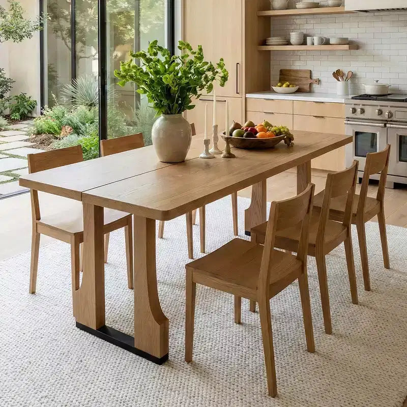 63 Mid-Century Modern Rectangular Dining Table, Farmhouse Kitchen Table for 6, Farmhouse Dining Room Table-Panipeachy
