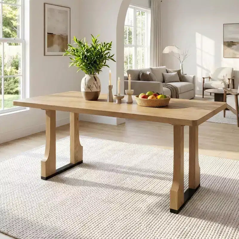 63 Mid-Century Modern Rectangular Dining Table, Farmhouse Kitchen Table for 6, Farmhouse Dining Room Table-Panipeachy
