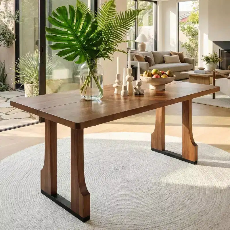 63 Mid-Century Modern Rectangular Dining Table, Farmhouse Kitchen Table for 6, Farmhouse Dining Room Table-Panipeachy