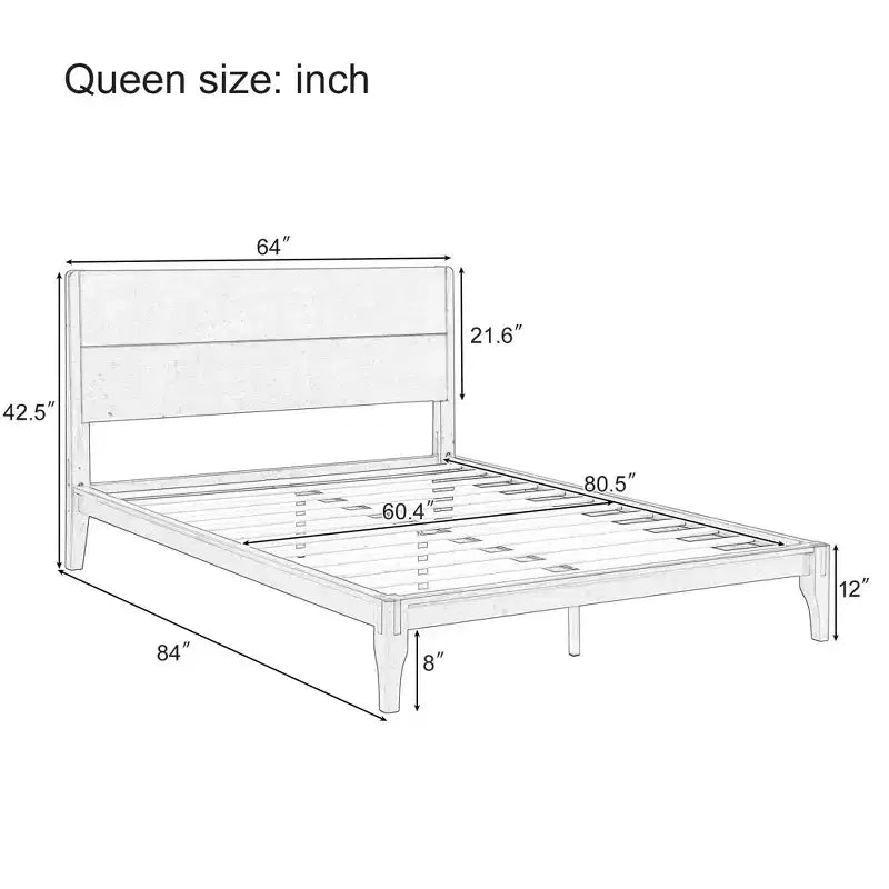 GDFStudio Julia 12 Inch Mid-Century Modern Bamboo Platform Bed with Wood Slat Metal Support