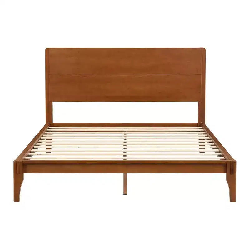 GDFStudio Julia 12 Inch Mid-Century Modern Bamboo Platform Bed with Wood Slat Metal Support