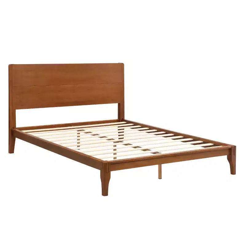 GDFStudio Julia 12 Inch Mid-Century Modern Bamboo Platform Bed with Wood Slat Metal Support